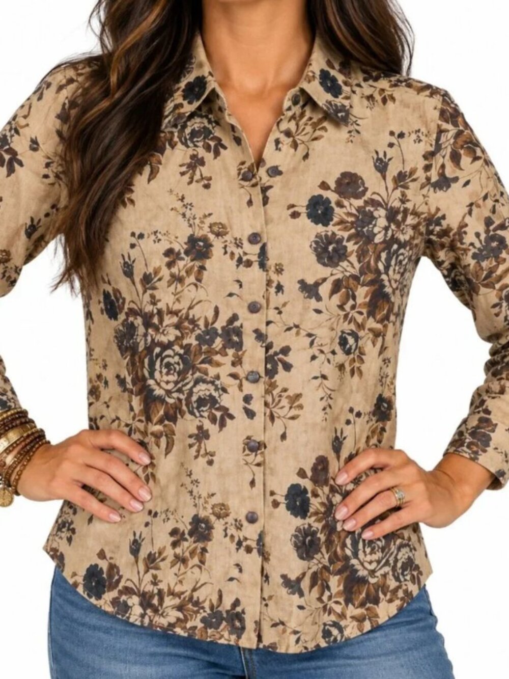 SOFT Floral Button Up Top